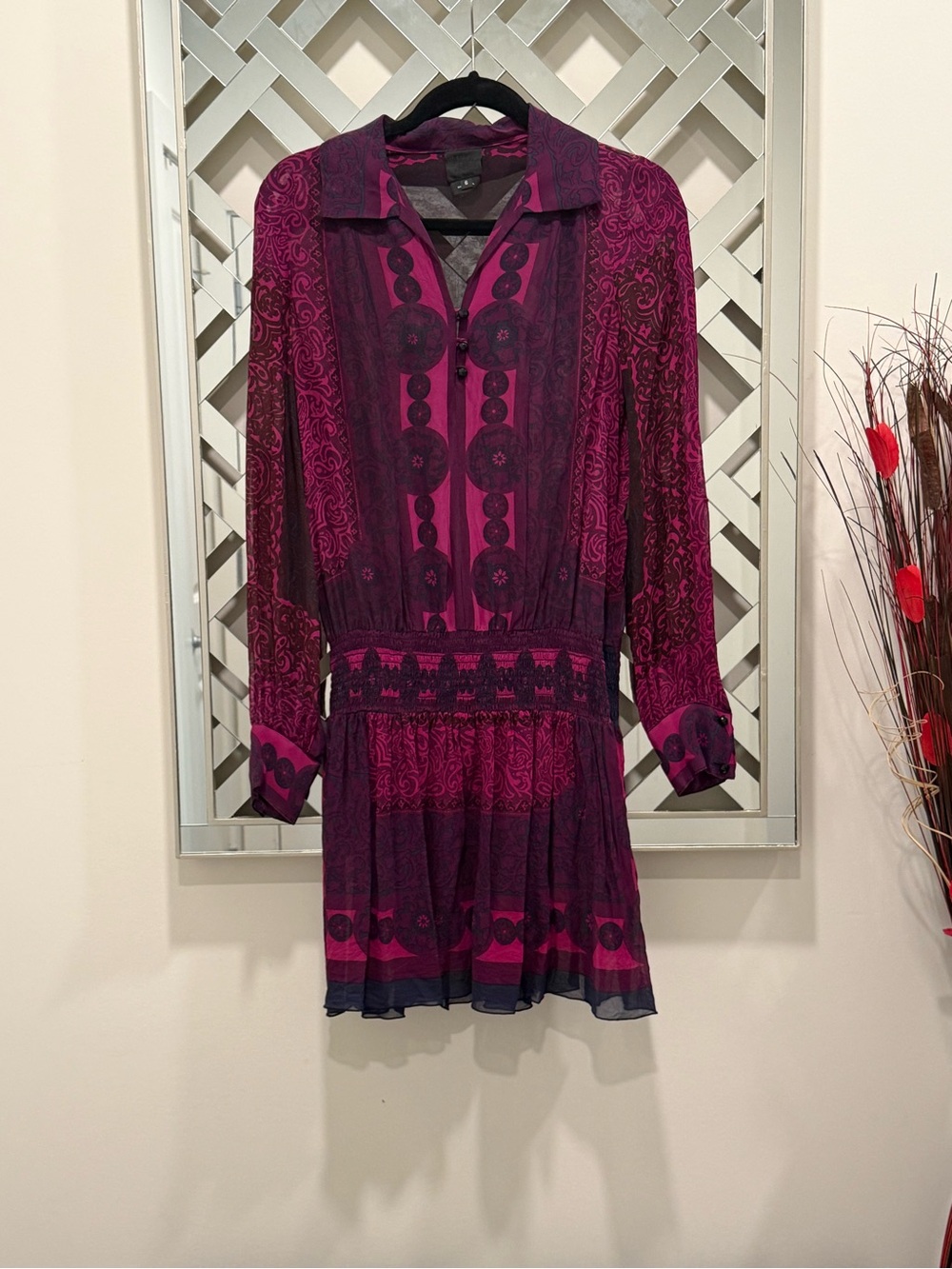 Anna Sui purple silk chiffon mini dress,
- size 6 - Vintage